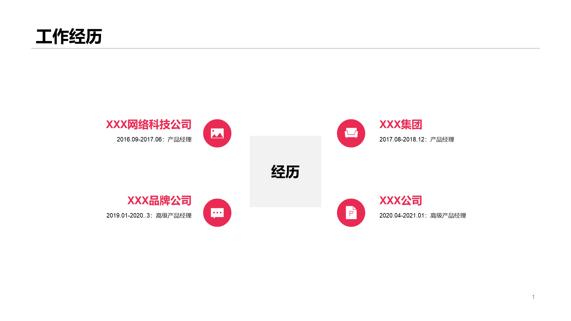 撞色简约风个人简历PPT案例