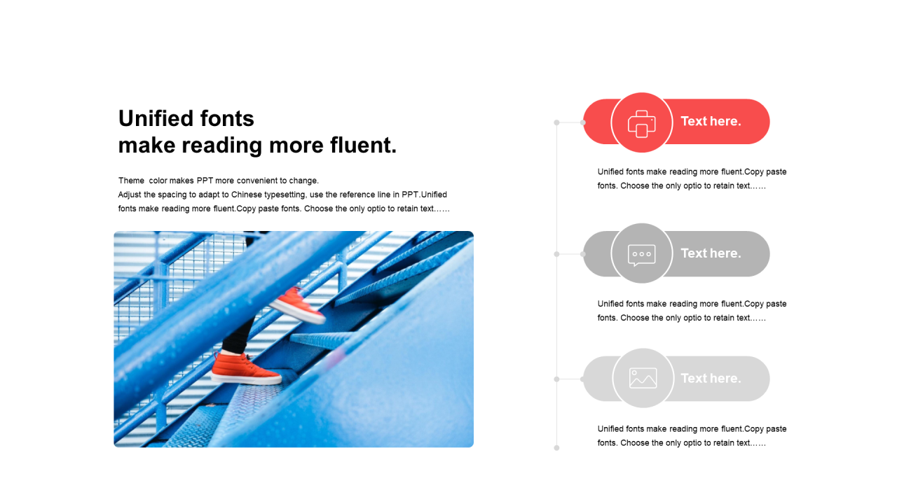 红色圆形扁平3项PPT关系