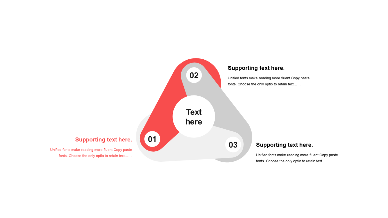 红色三角形扁平3项PPT循环