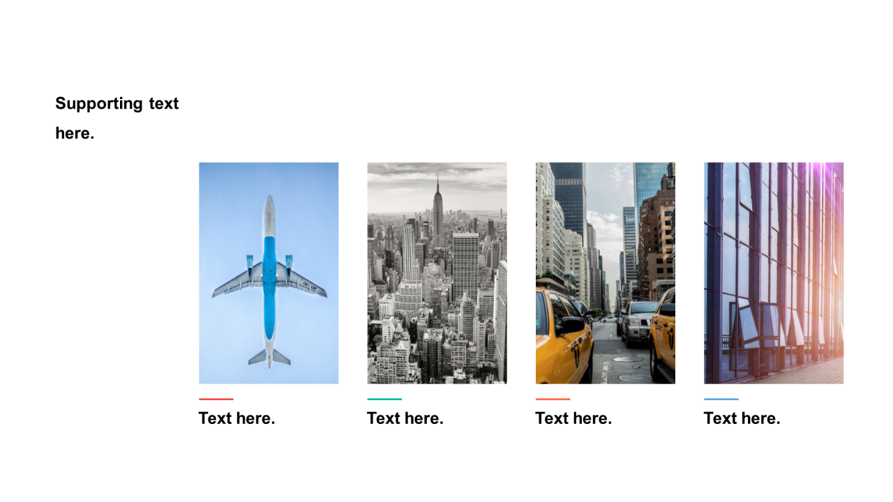 多色矩形阴影4项PPT关系