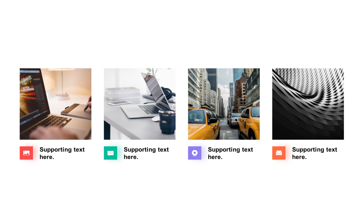 多色矩形阴影4项PPT关系