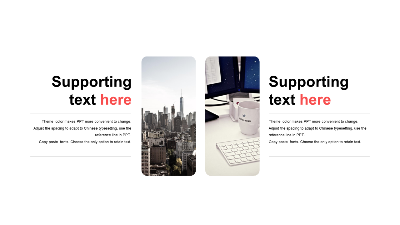 红色圆角矩形扁平2项PPT关系