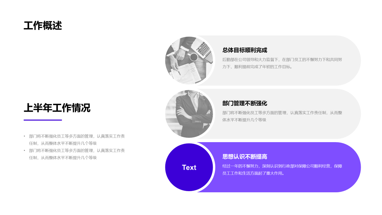 蓝色商务工作述职报告PPT案例
