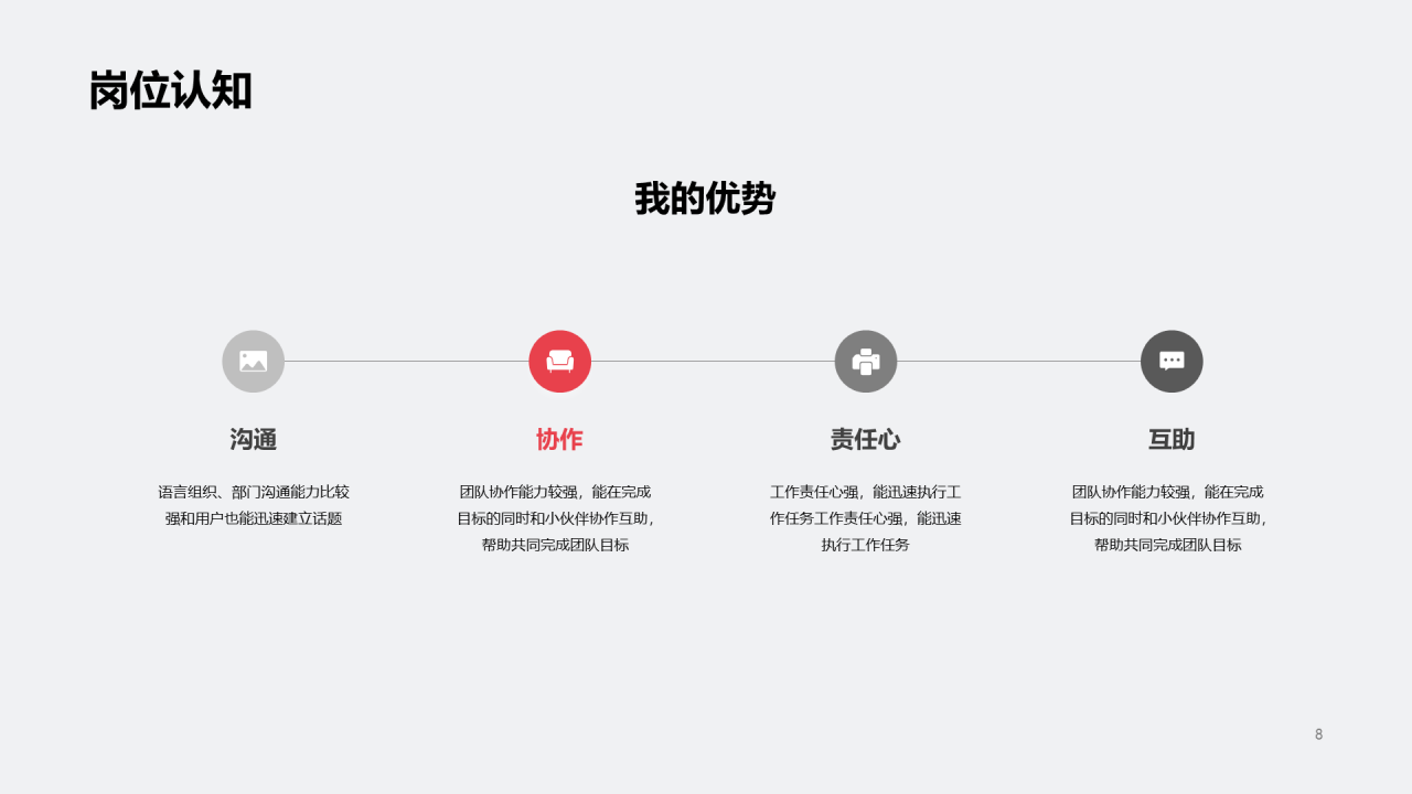 灰色创意设计感运营竞聘简历PPT案例