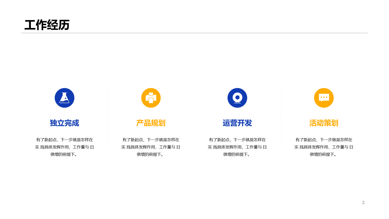 简约插画风运营竞聘简历PPT案例