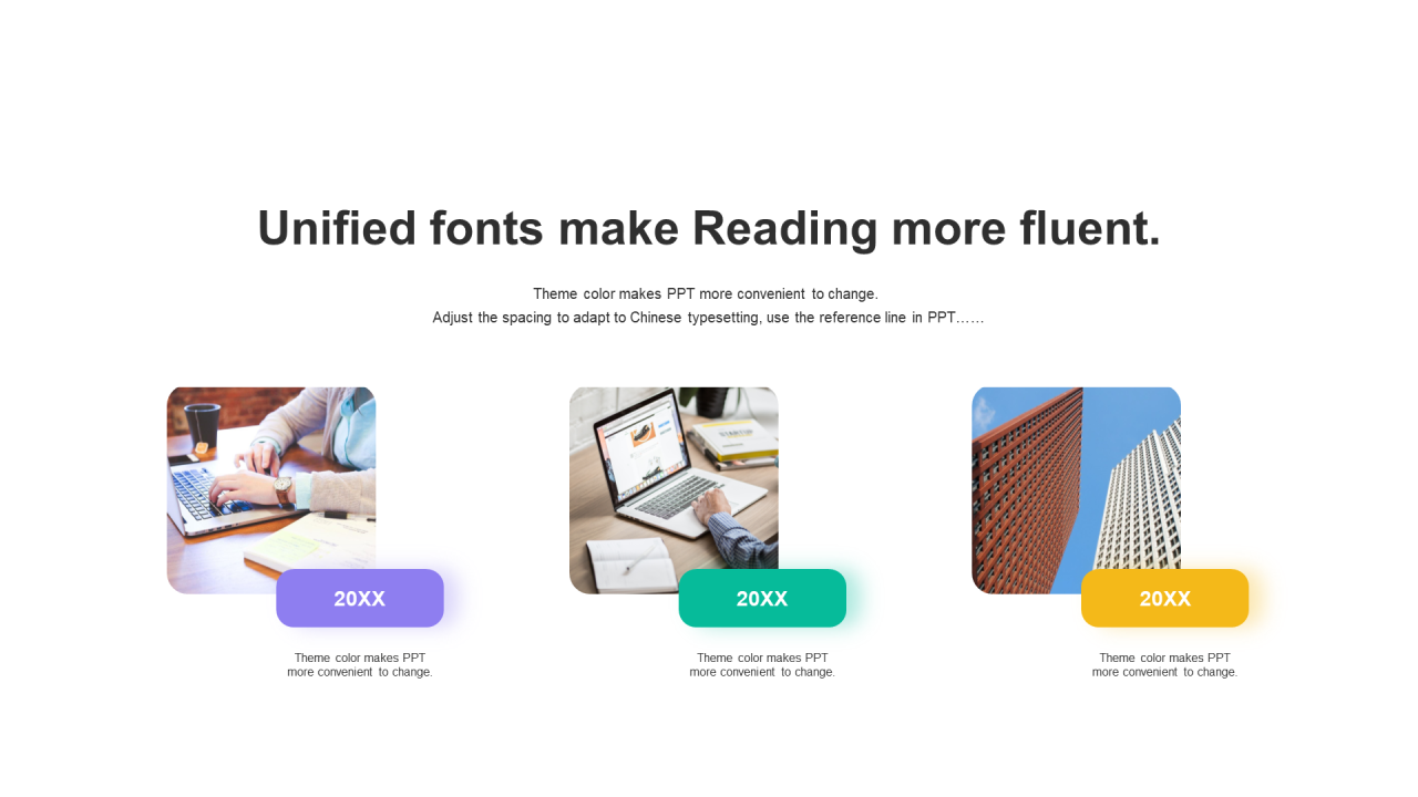 多色矩形阴影3项PPT关系