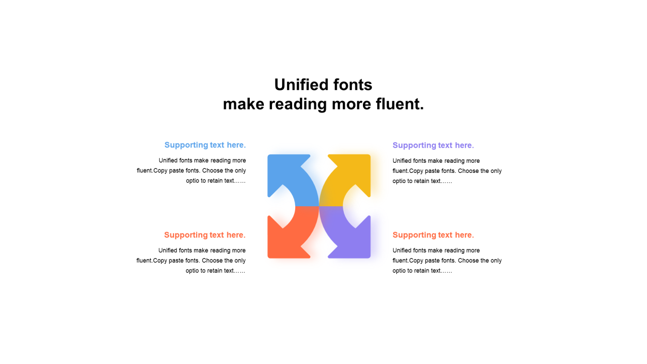 多色三角形阴影4项PPT关系