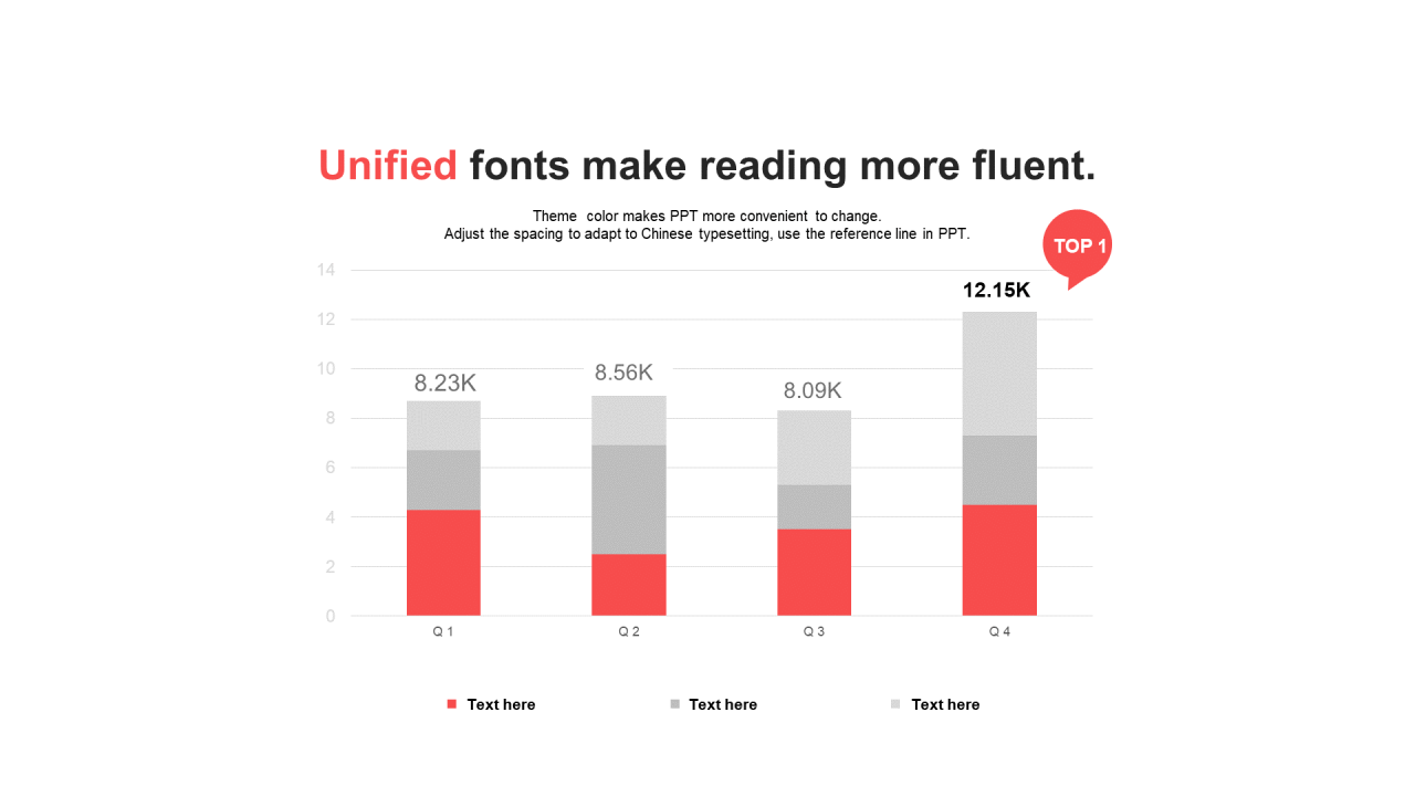 红色扁平PPT柱状图