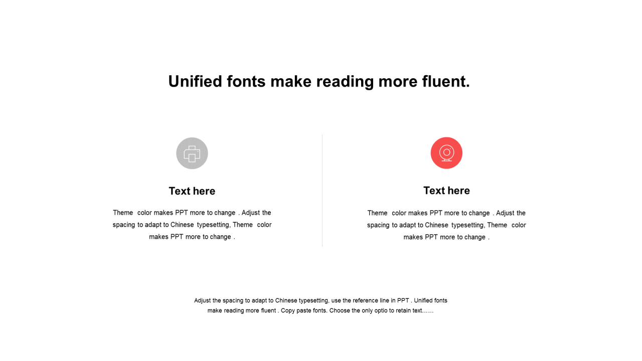 红色圆形扁平2项PPT关系