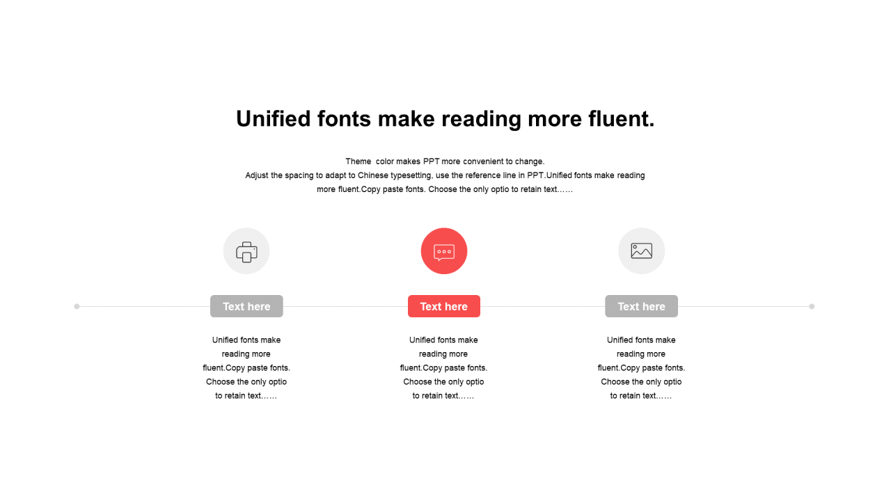 红色圆形扁平3项PPT关系