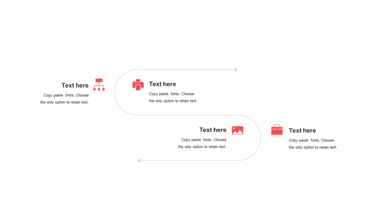 红色线条矩形扁平4项PPT流程