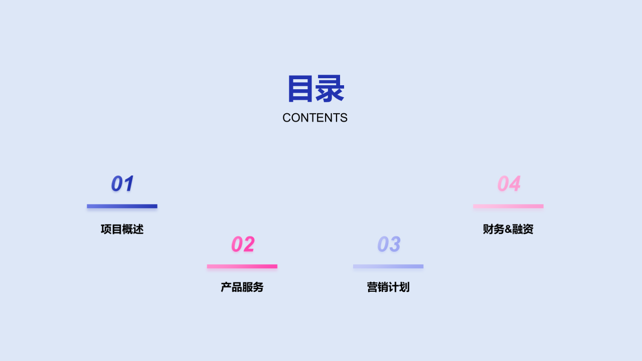 蓝色互联网商业计划书PPT案例