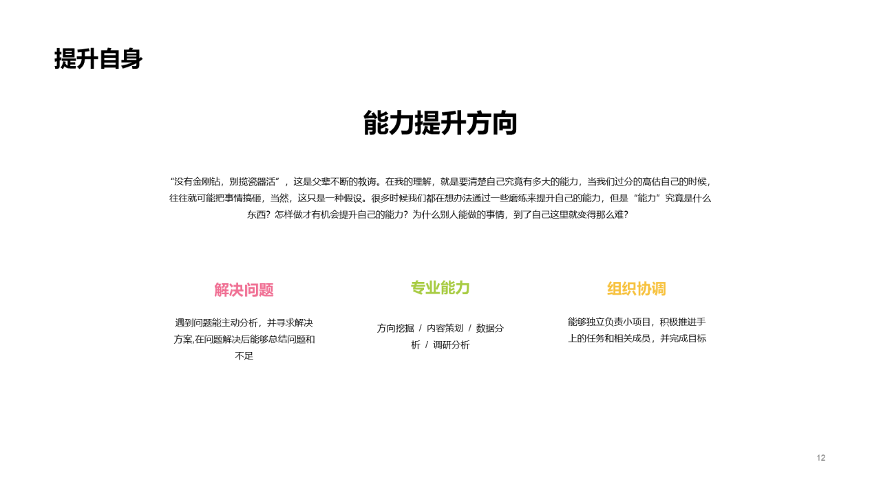 黄色电商运营个人竞聘简历PPT案例
