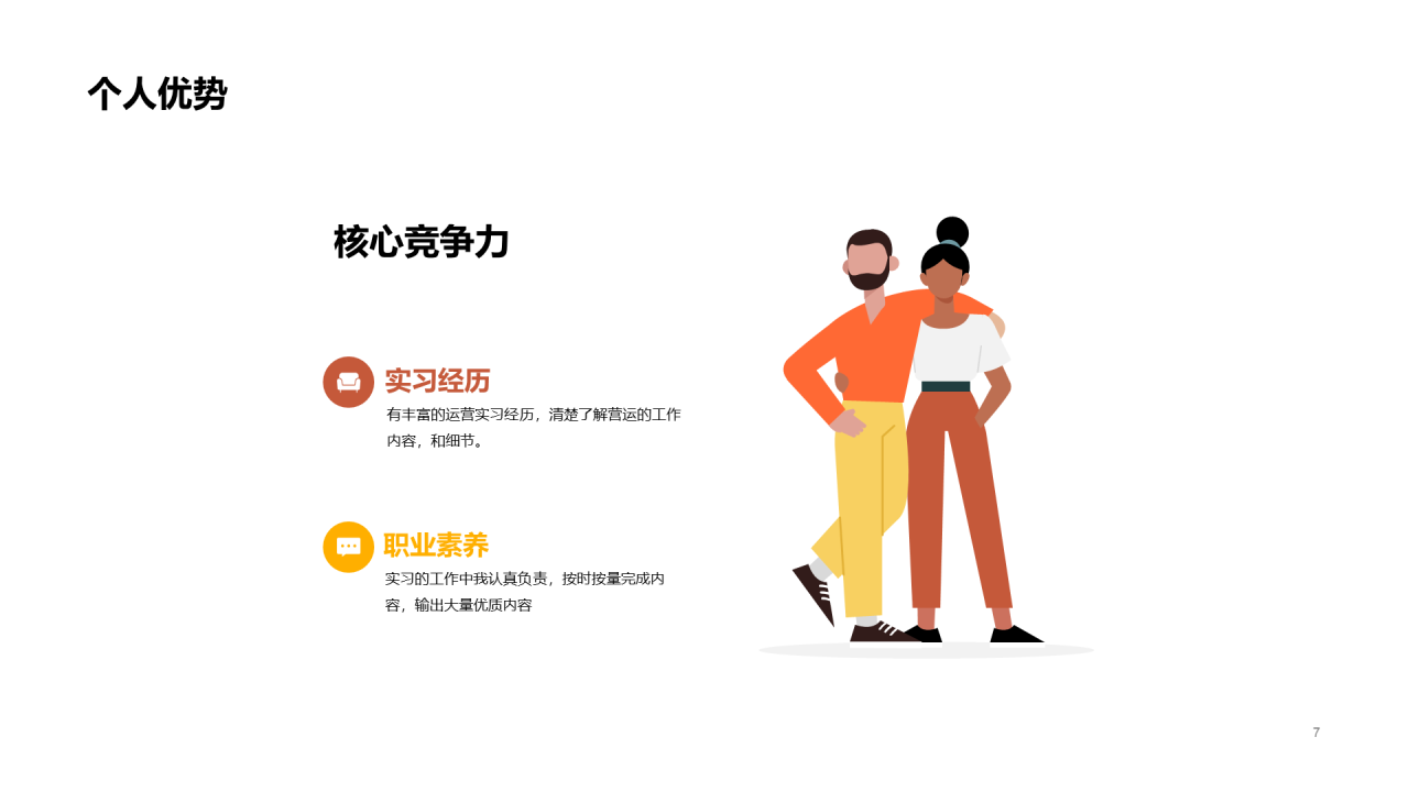 橘色插画竞聘述职PPT案例