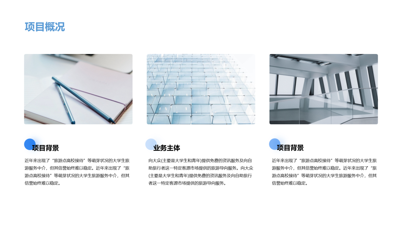 蓝色创意简约工作总结PPT案例