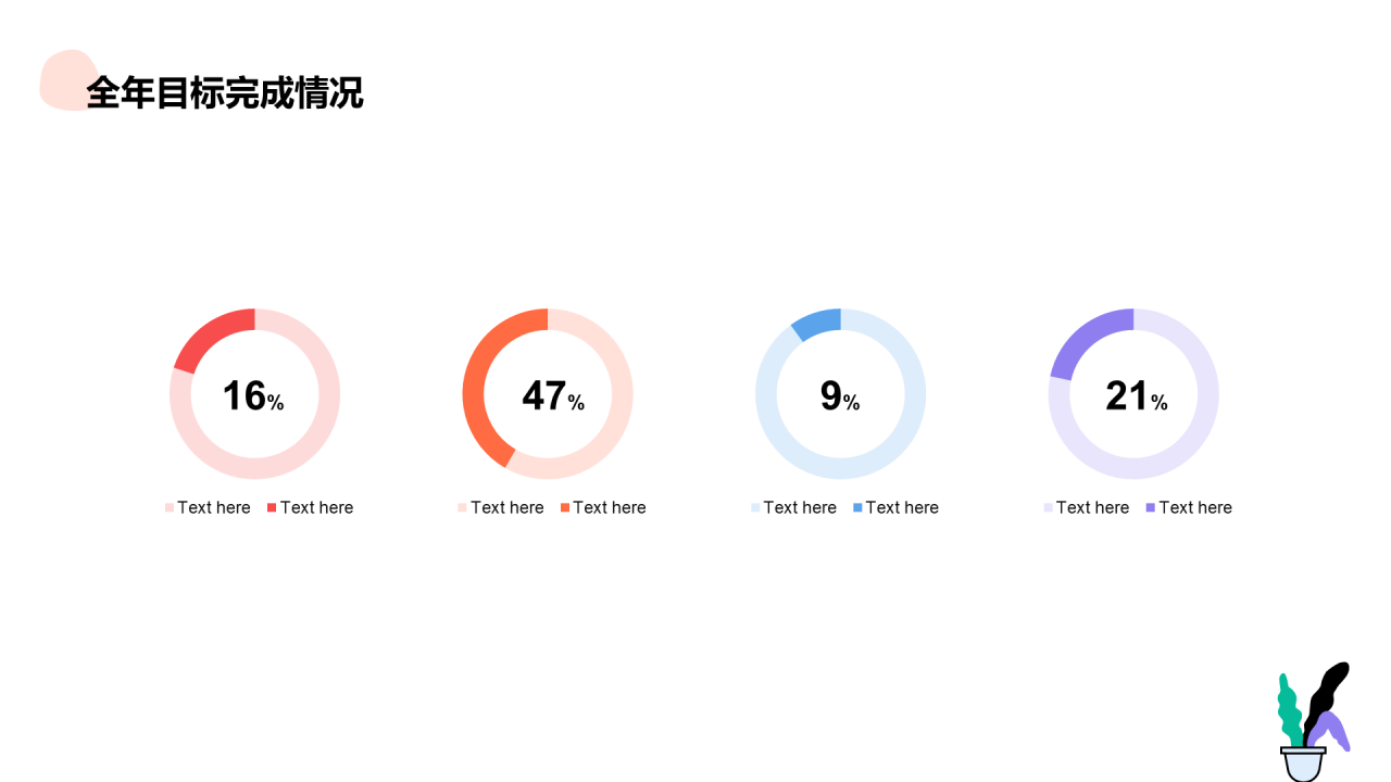 白色简约插画风年中总结汇报PPT案例