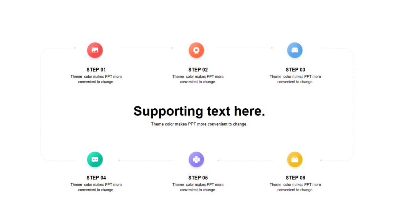 多色圆形渐变6项流程