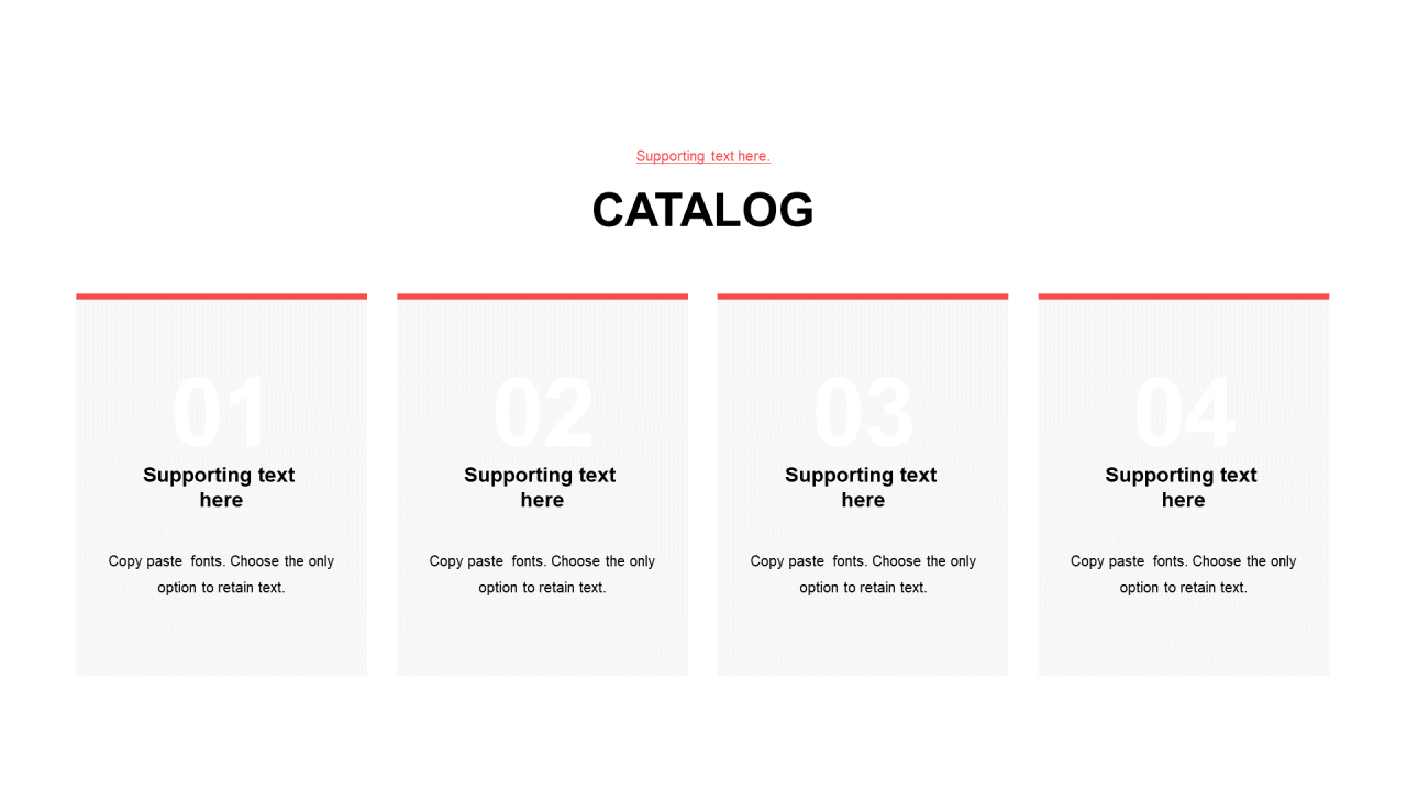 红色矩形线条扁平4项PPT列表