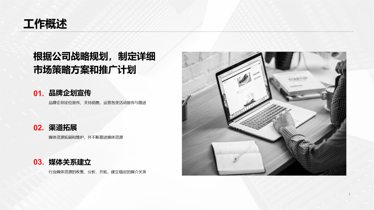 黑白色商务年中总结汇报PPT案例
