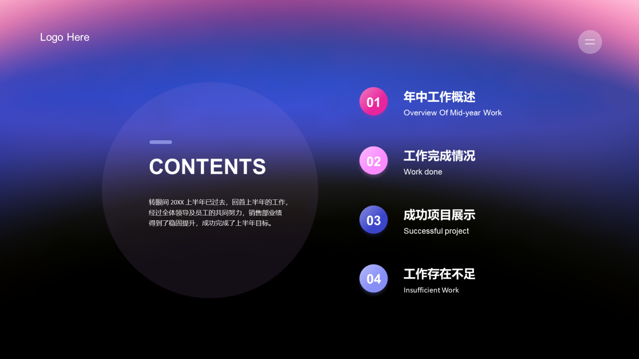 黑色商务年中总结汇报PPT案例