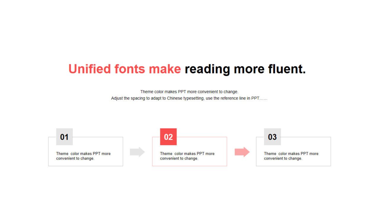红色矩形线条扁平3项PPT流程