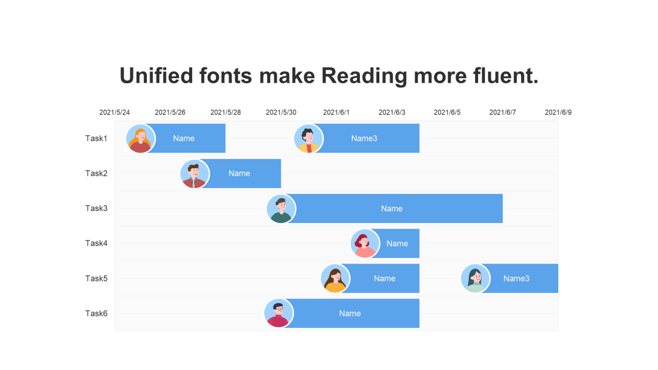 蓝色扁平PPT甘特图