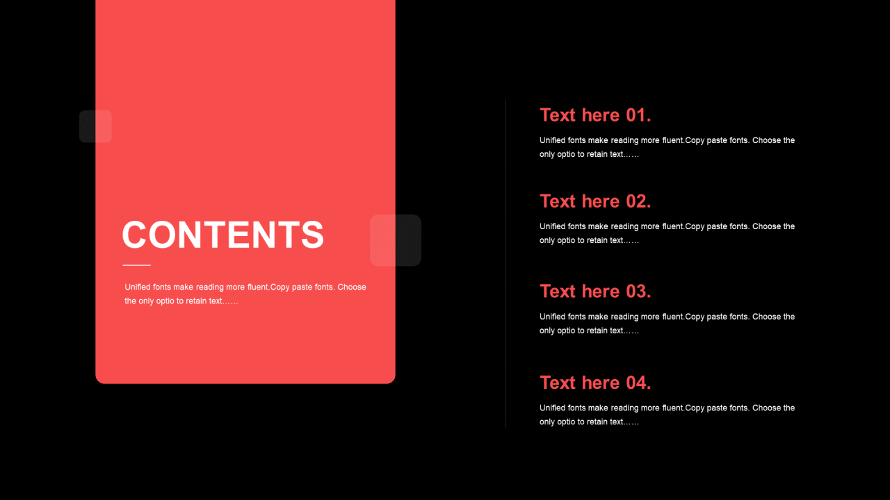 红色矩形扁平4项PPT目录