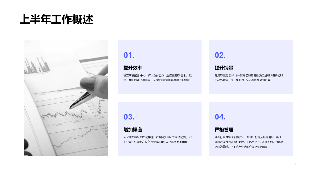 蓝色商务工作总结汇报PPT案例