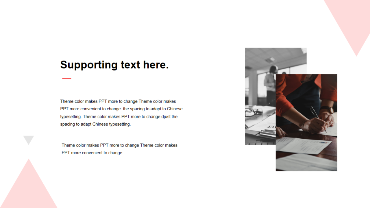 红色三角形扁平1项PPT列表