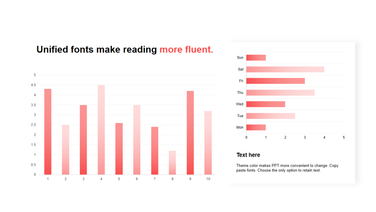 红色渐变PPT柱状图
