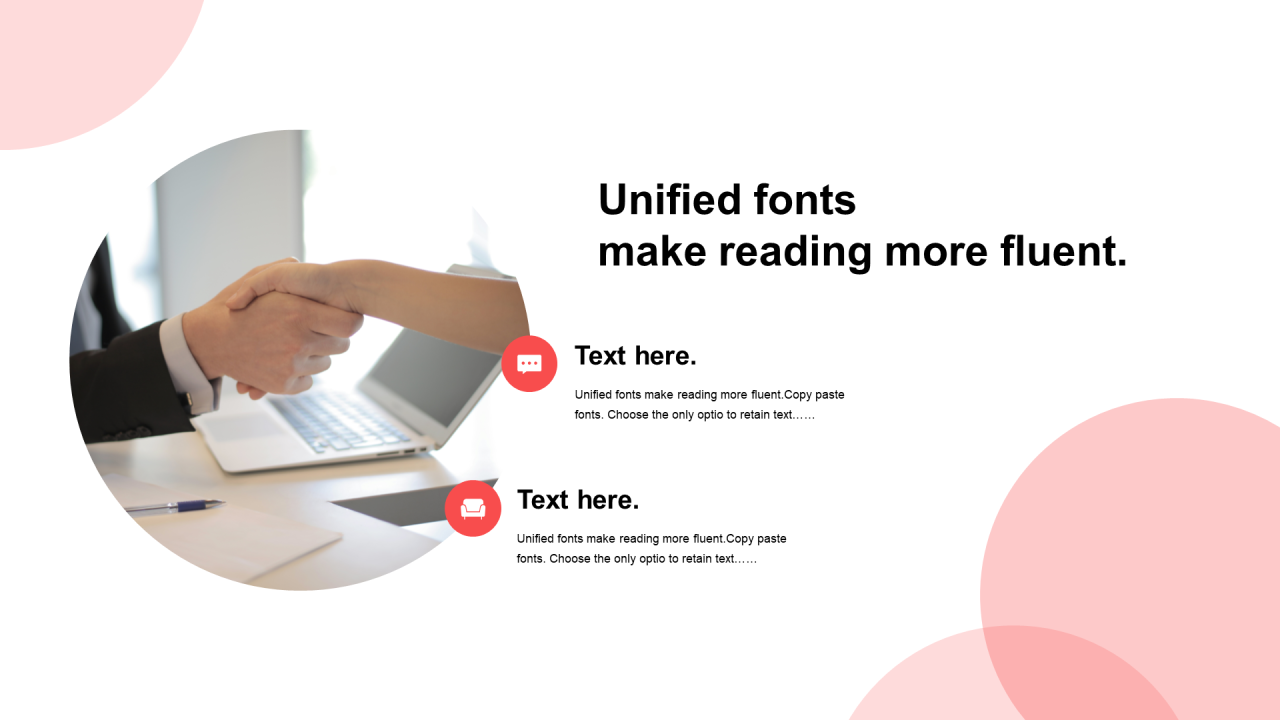 红色圆形扁平2项PPT关系