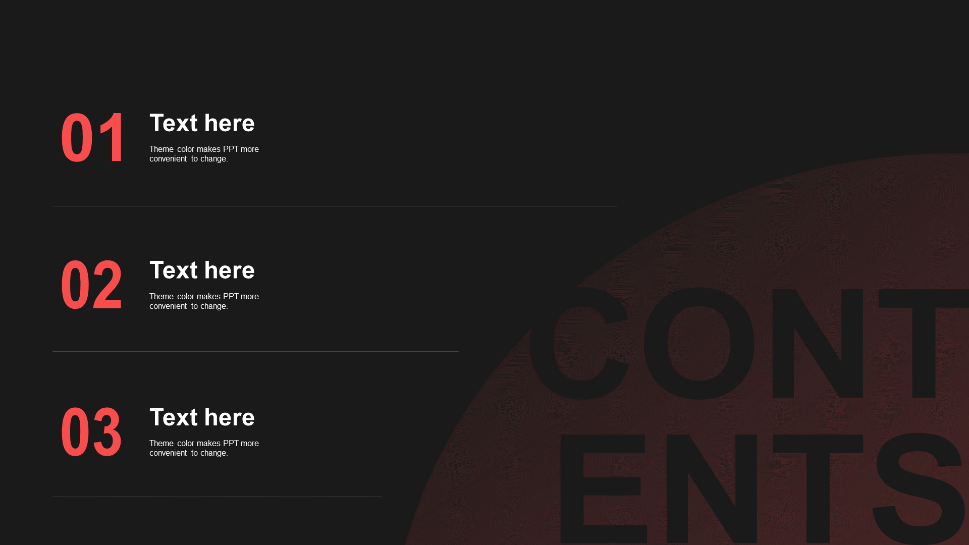 红色圆形扁平3项PPT目录