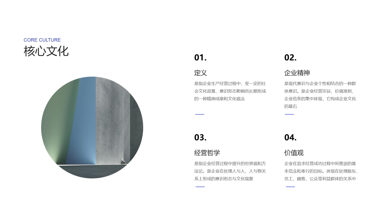 蓝色简约企业文化PPT案例