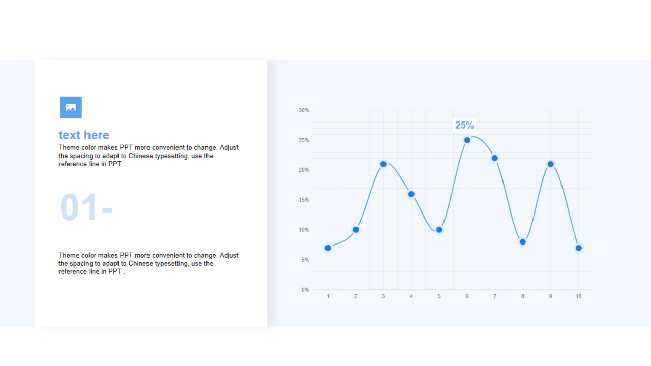 蓝色阴影PPT折线图