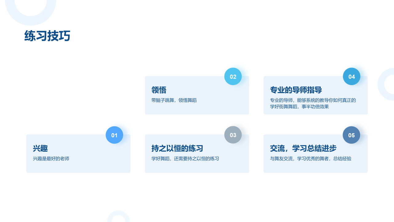 蓝色商务舞蹈培训PPT案例