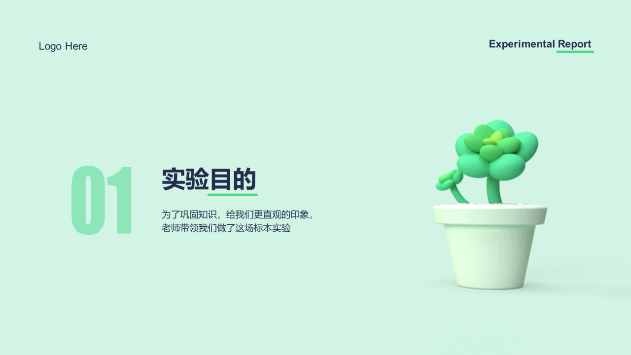 绿色创意植物标本制作实验报告PPT案例