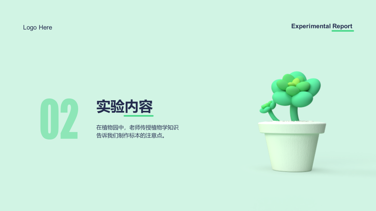 绿色创意植物标本制作实验报告PPT案例