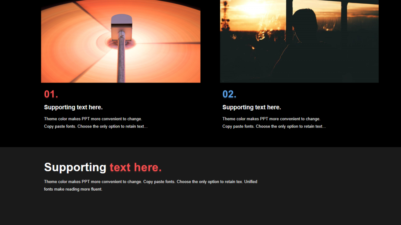 多色矩形阴影2项PPT列表