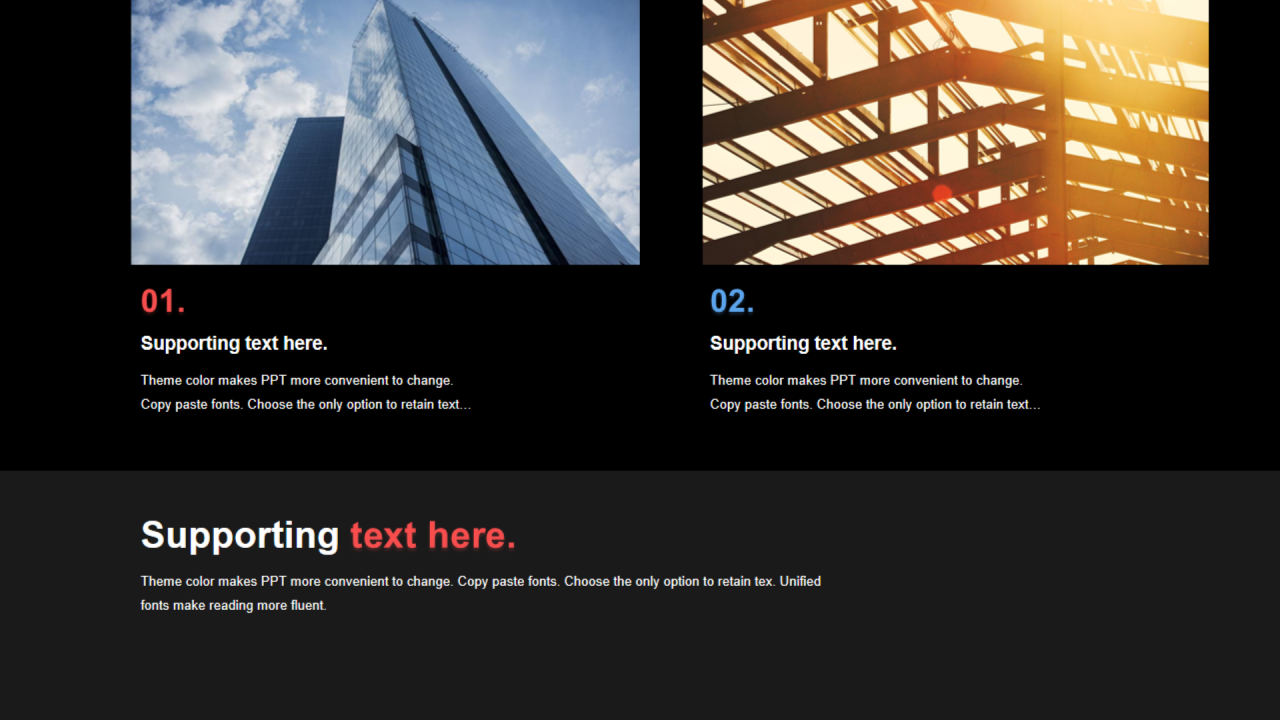 多色矩形阴影2项PPT列表