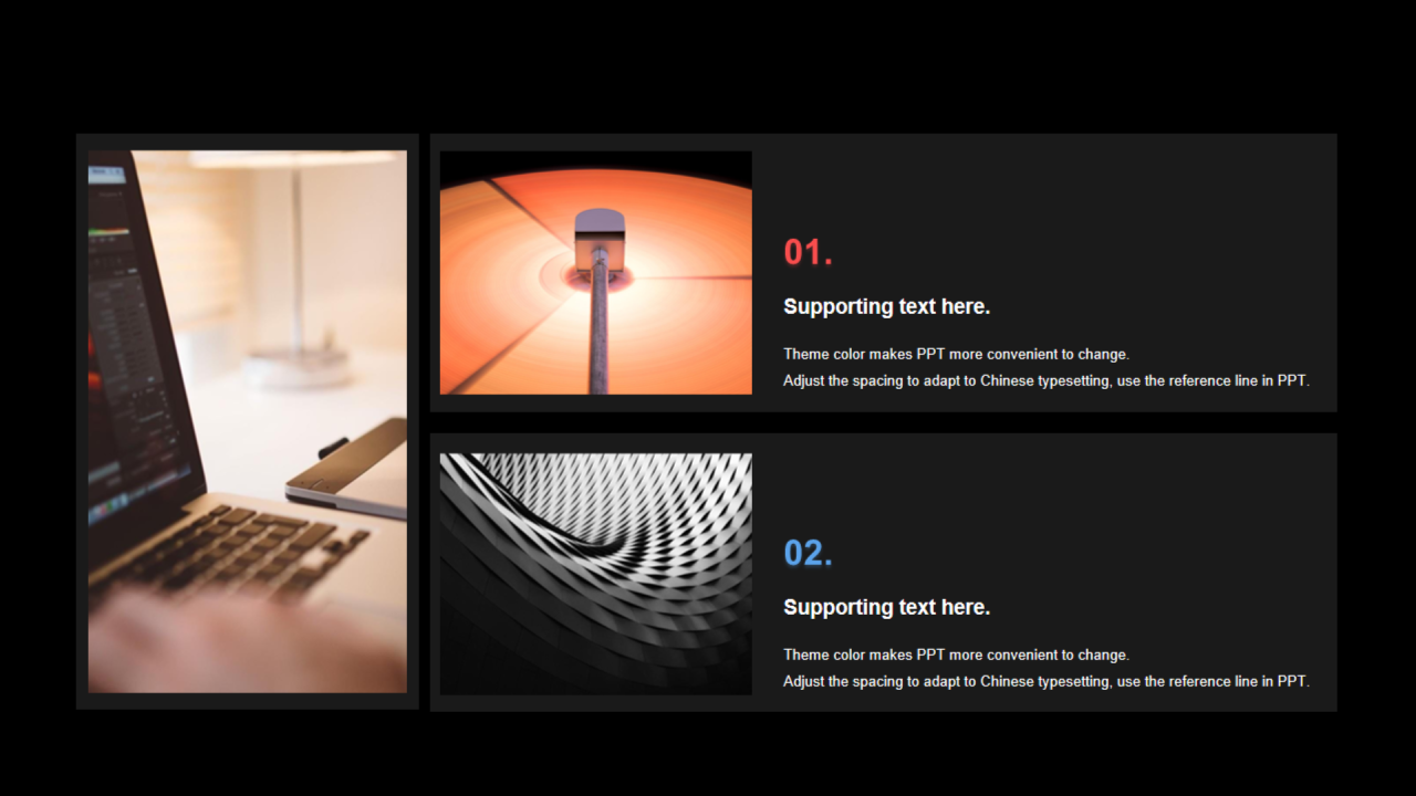 多色矩形阴影2项PPT列表