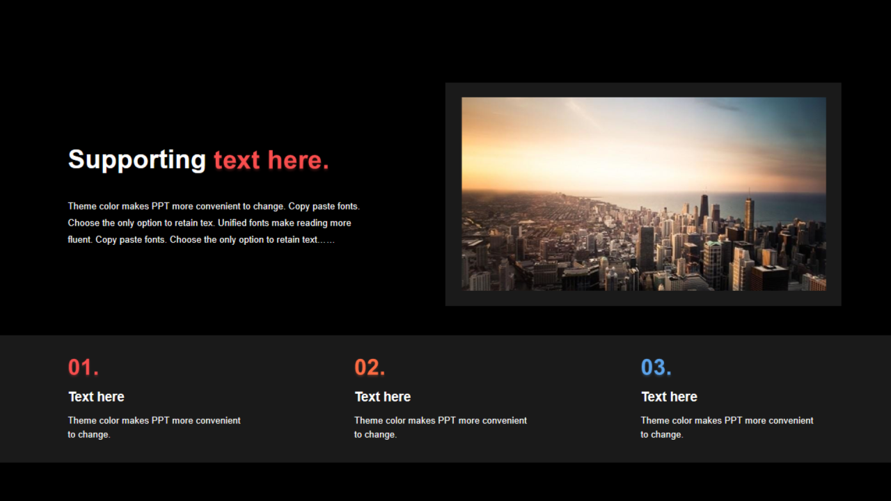 多色矩形阴影3项PPT列表