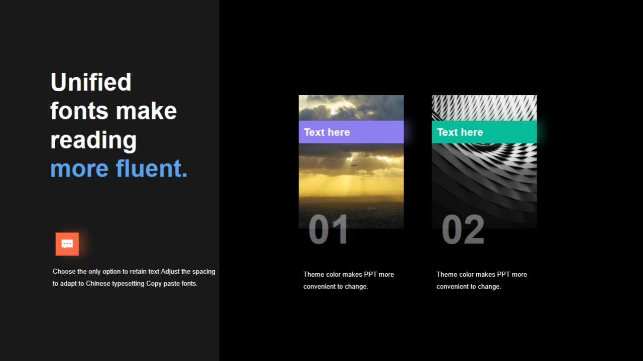 多色矩形阴影2项PPT列表
