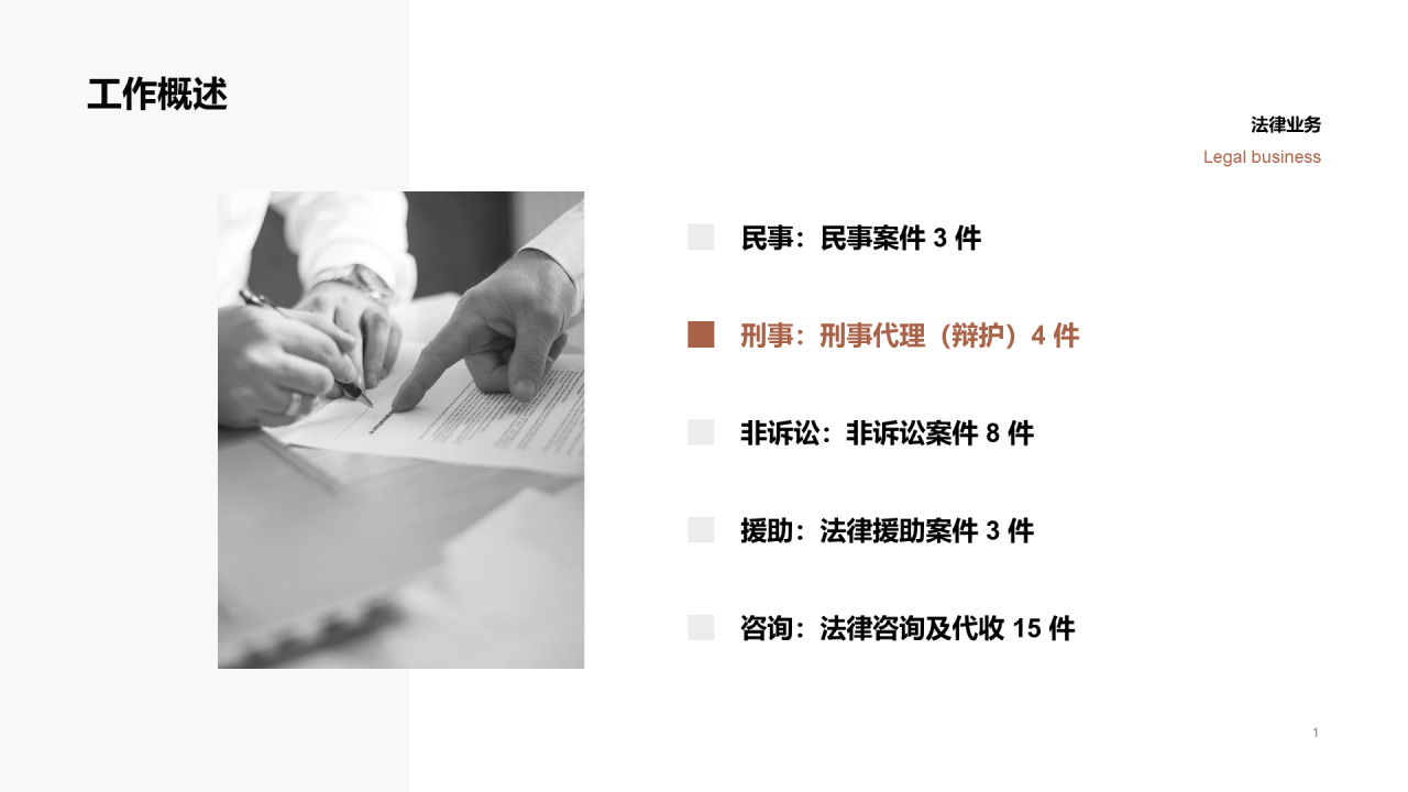 棕色商务法律行业述职报告PPT案例