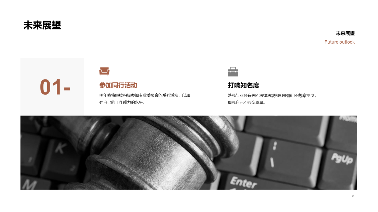 棕色商务法律行业述职报告PPT案例
