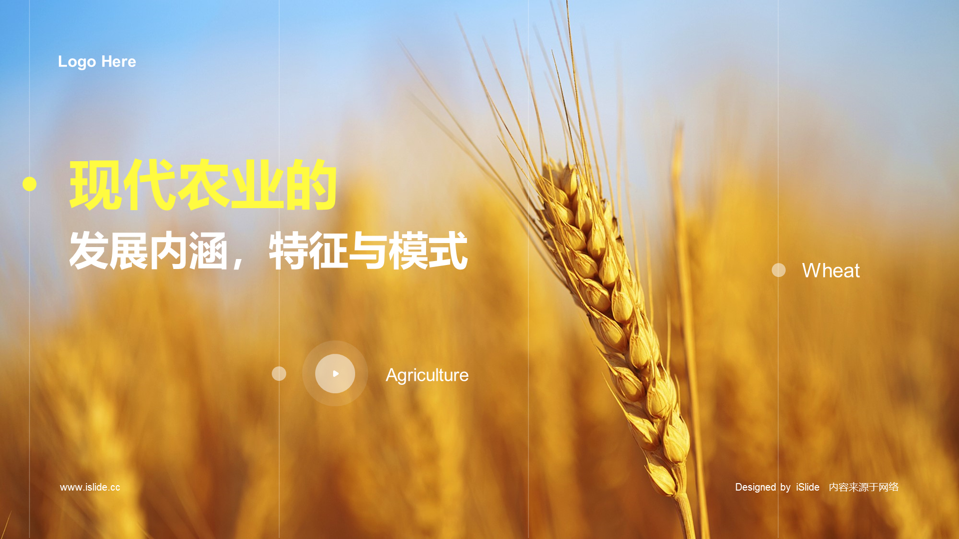黄色麦穗农业课件培训PPT案例