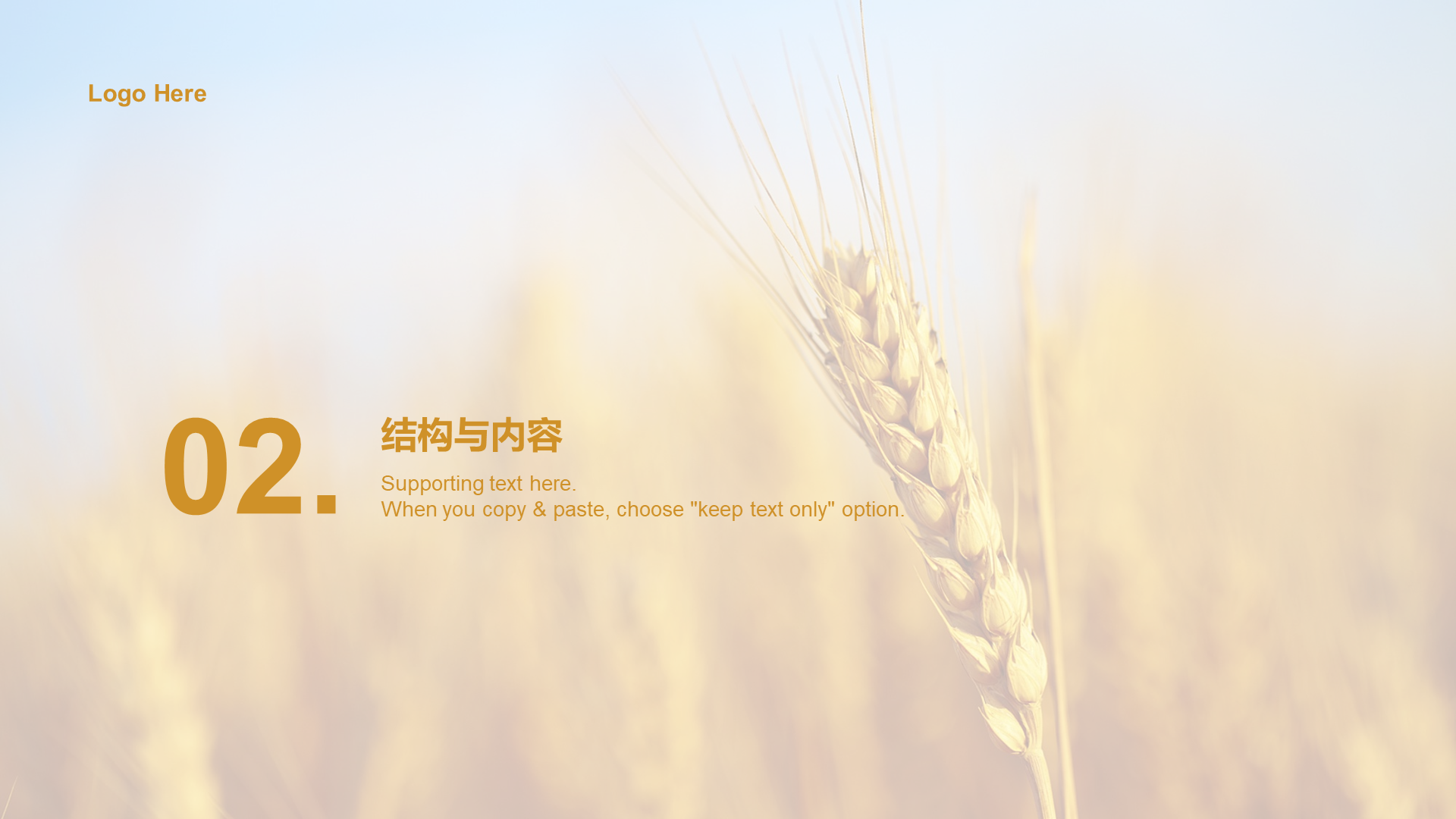 黄色麦穗农业课件培训PPT案例
