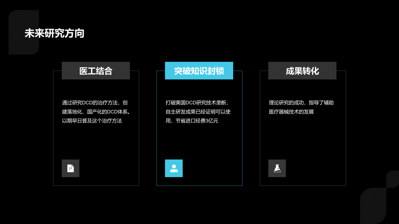 黑色医学研究项目汇报PPT案例