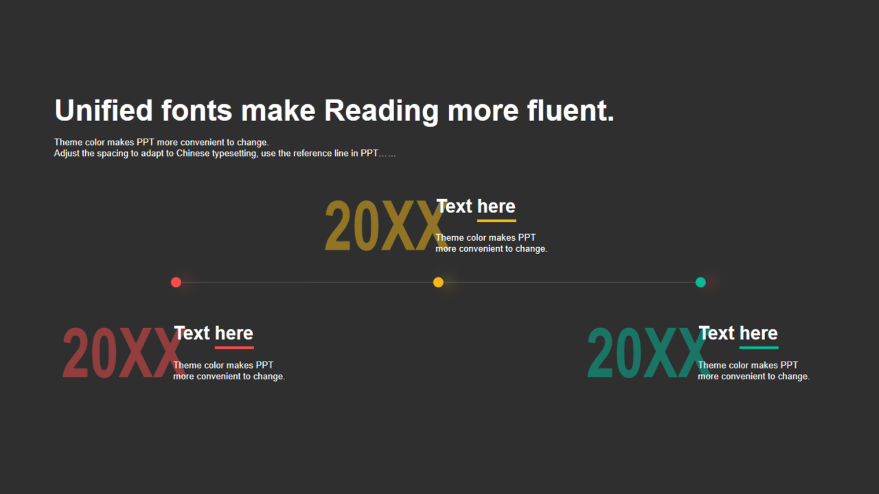 多色线形阴影3项PPT流程