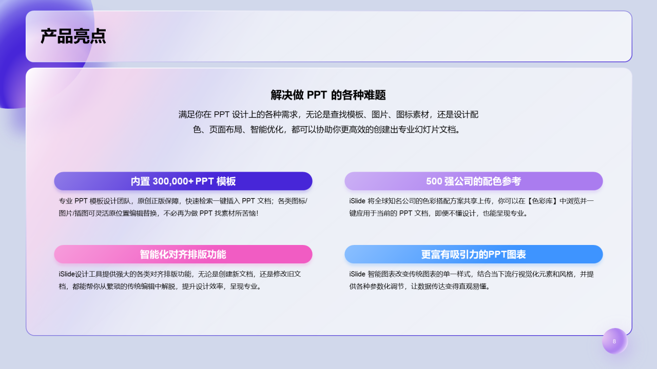 紫色简约互联网通讯产品介绍PPT案例