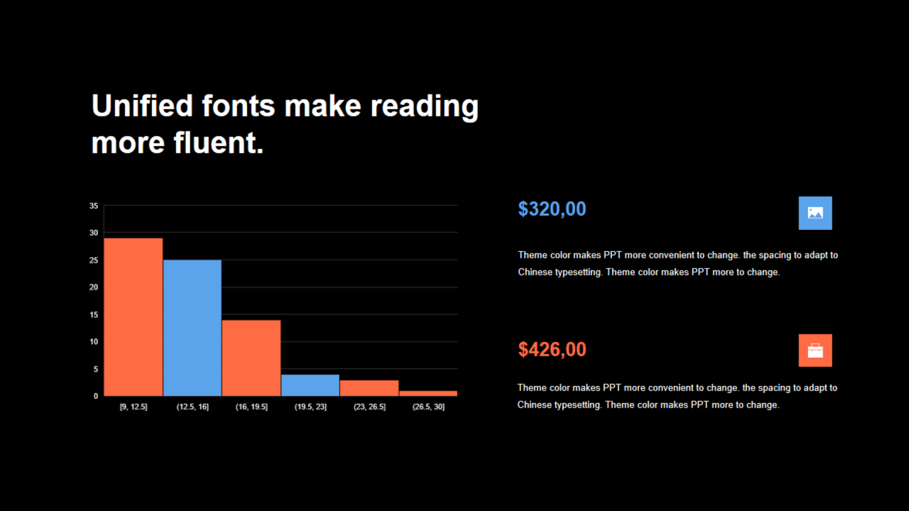 多色扁平PPT直方图